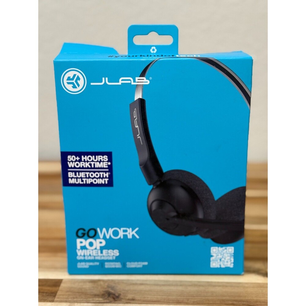 JLab Go Work Pop Wireless On-ear Headset w/Microphone Boom Bluetooth Multipoint